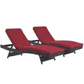 Modway Convene Patio Set of 2 Chaise with Espresso Red EEI-2428-EXP-RED-SET