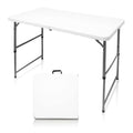 Hymnature Folding Tables 4 Foot Lightweight, Folding Table Height Adjustable Utility Bi-Fold Table Indoor Outdoor, Portable Plastic Picnic Chrismas Party Dining Camping Tables(White)