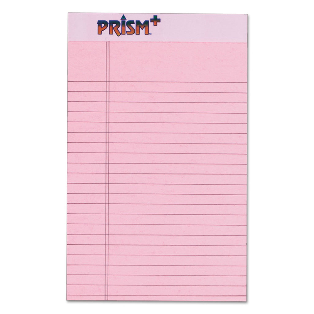 Tops 63050 Prism Plus Colored Jr. Legal Writing Pads, 5 X 8, Pink, 50-Sheet Pads, 12/Pack