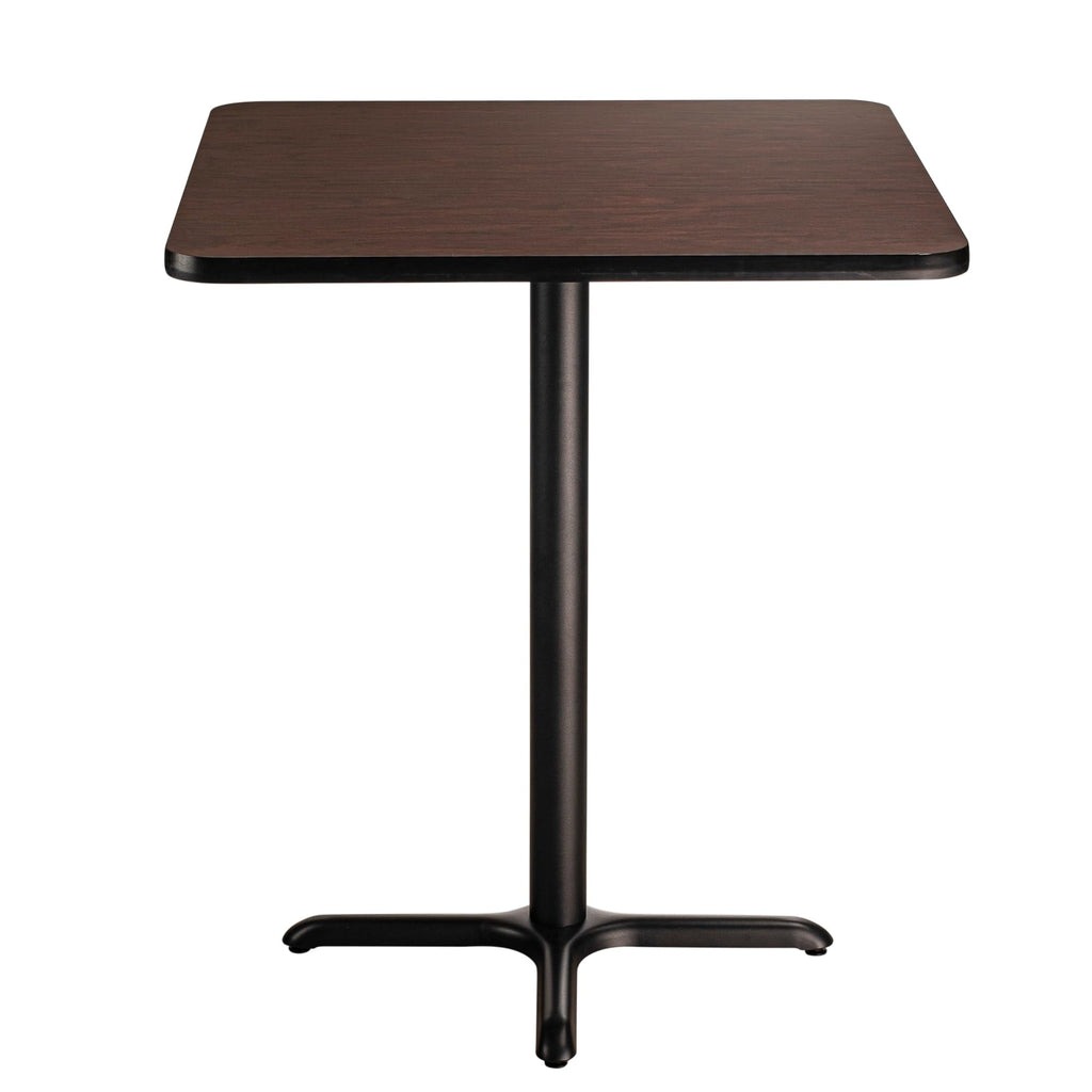 National Public Seating Nps 36&Quot; Square Cafe Table With X Base, 42&Quot; Height, Particleboard Core/T-Mold, Mahogany Top, Black Frame