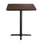 National Public Seating Nps 36&Quot; Square Cafe Table With X Base, 42&Quot; Height, Particleboard Core/T-Mold, Mahogany Top, Black Frame