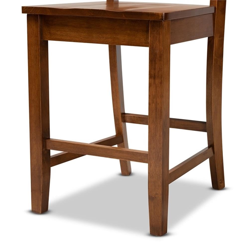 Baxton Studio Nicolette Modern and Contemporary Transitional Walnut Brown Finished Wood 2-Piece Counter Stool Set