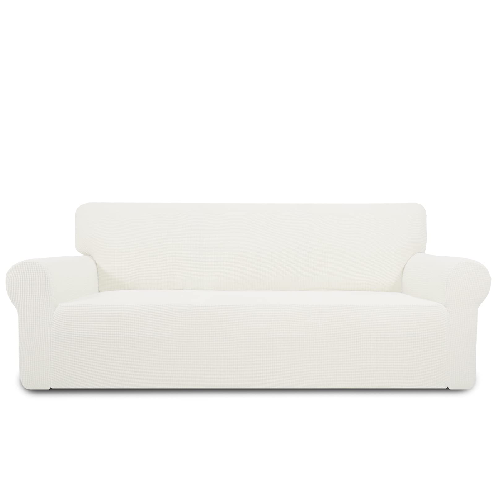 Purefit Stretch Sofa Slipcover – Spandex Jacquard Non Slip Soft Couch Sofa Cover, Washable Furniture Protector With Non Skid Foam And Elastic Bottom For Kids (Sofa, Cream)