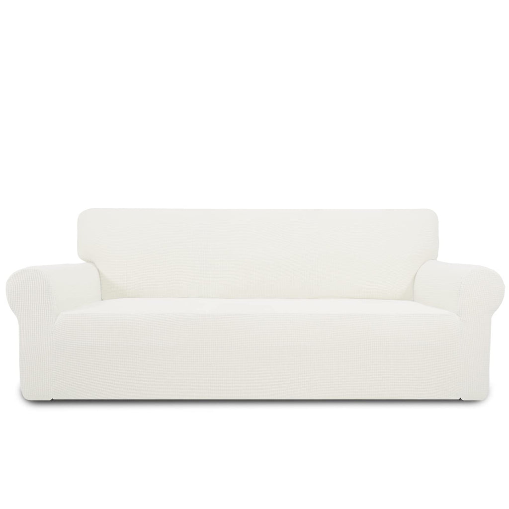 Purefit Stretch Sofa Slipcover – Spandex Jacquard Non Slip Soft Couch Sofa Cover, Washable Furniture Protector With Non Skid Foam And Elastic Bottom For Kids (Sofa, Cream)