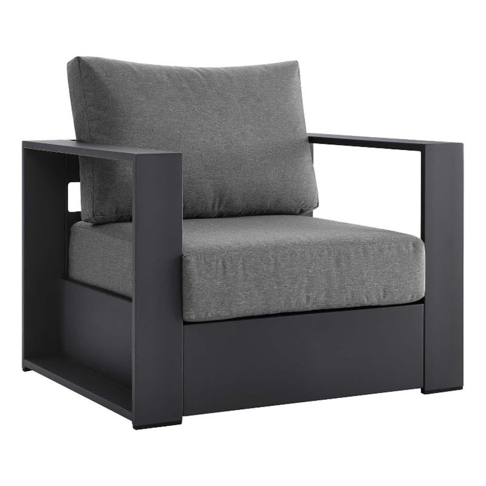 Modway Tahoe Aluminum Outdoor Patio Armchair in Gray Charcoal