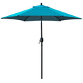 Sunnyglade 7.5' Patio Umbrella Outdoor Table Market Umbrella With Push Button Tilt/Crank, 6 Ribs (Teal Blue)