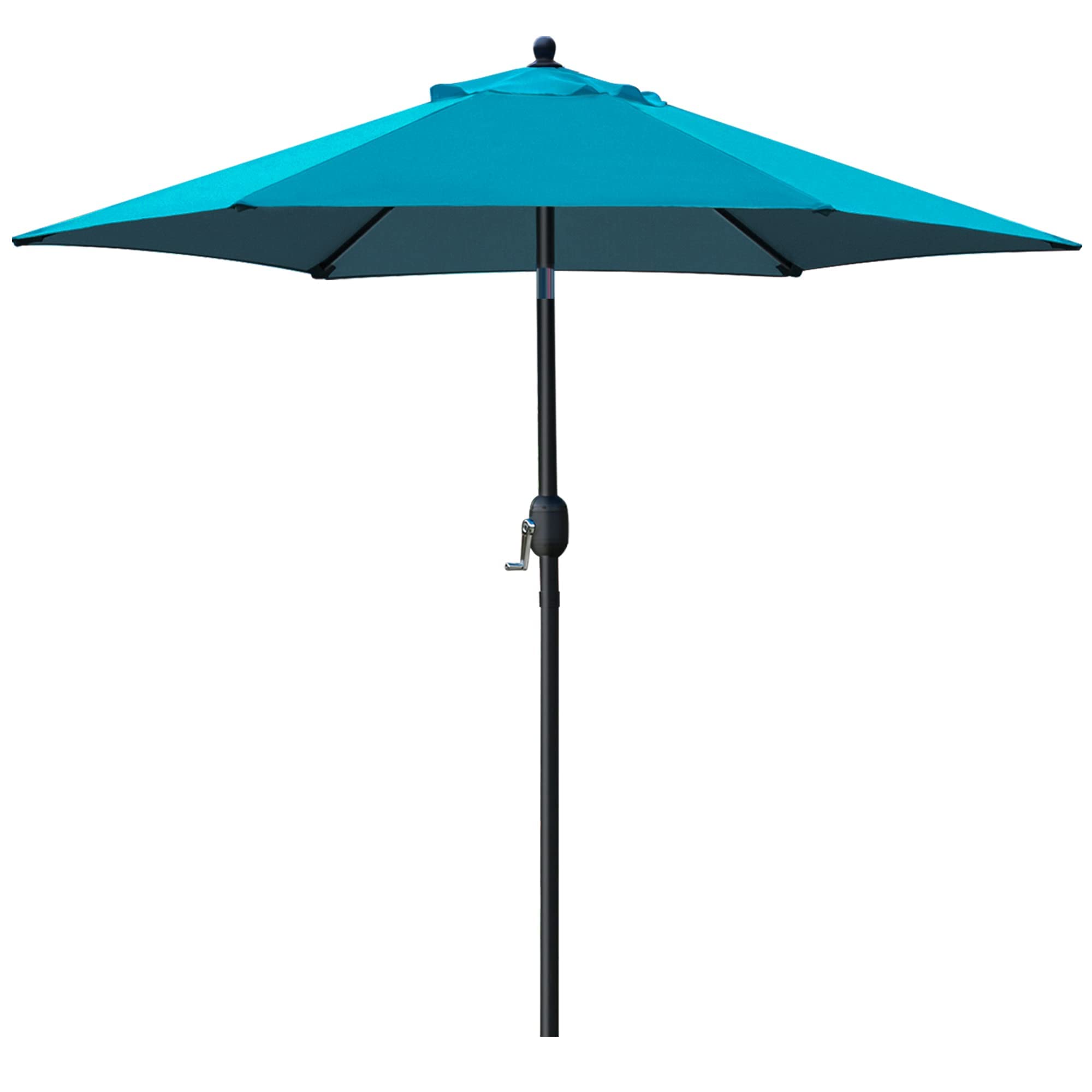 Sunnyglade 7.5' Patio Umbrella Outdoor Table Market Umbrella With Push Button Tilt/Crank, 6 Ribs (Teal Blue)