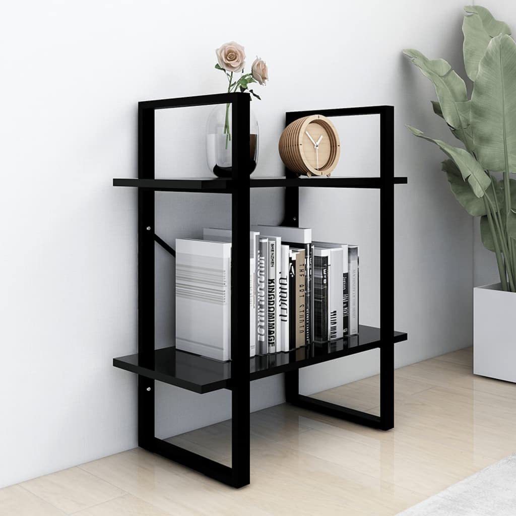 vidaXL 2-Tier Book Cabinet Black 23.6&quot;x11.8&quot;x27.6&quot; Chipboard