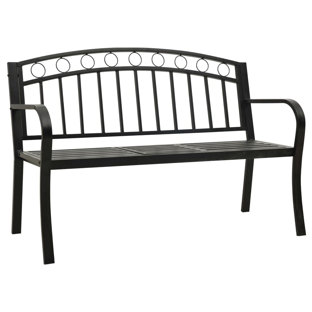 vidaXL Patio Bench with Built-in Table, Industrial Style, Weather-Resistant Powder-Coated Steel Garden Furniture - Black, 49.2 inches