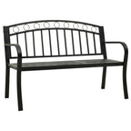 vidaXL Patio Bench with Built-in Table, Industrial Style, Weather-Resistant Powder-Coated Steel Garden Furniture - Black, 49.2 inches