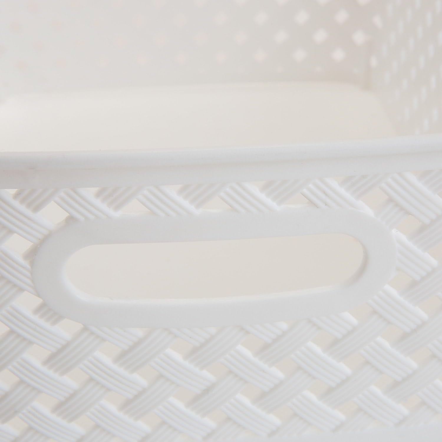 Simplify Small Resin Wicker Tote | Storage Bin | Plastic Organizer | Carrying Handles | Bathroom | Pantry | Accessories | Cleani