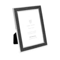 Isaac Jacobs 4x6 Black Leather with Silver Metal (Vertical & Horizontal) Picture Frame, Shagreen Border w/Black Fabric Easel, Wa