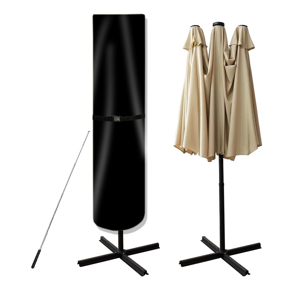 Poyee Umbrella Cover, 420D Waterproof Outdoor Patio Umbrella Cover For 7Ft To 9Ft Market Umbrella, Gray