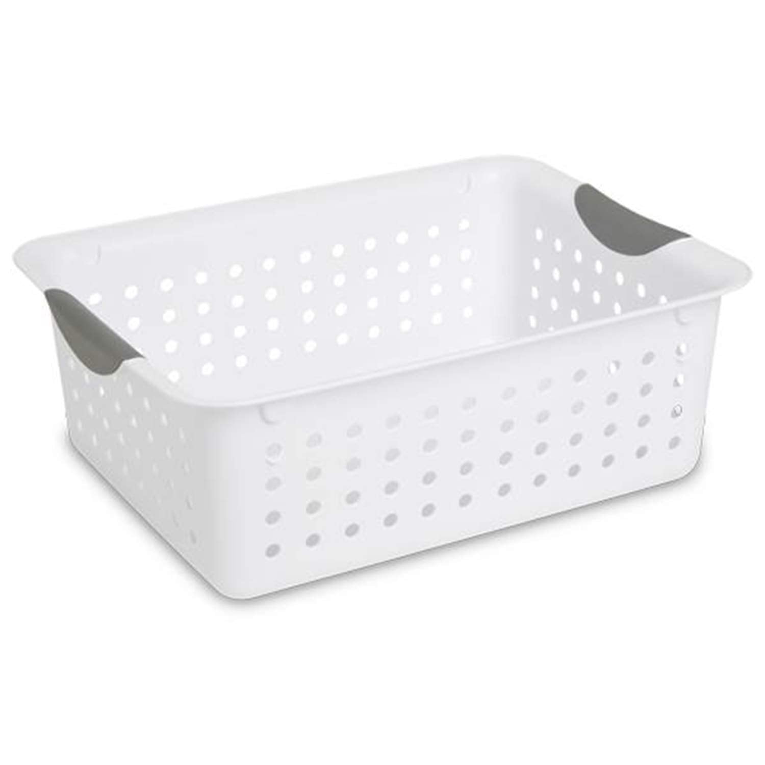 Sterilite Medium Ultra Basket, Closet Organizer Bin, Cabinets, Pantry, Shelving and Countertop Space, Open Container, White, 1-P