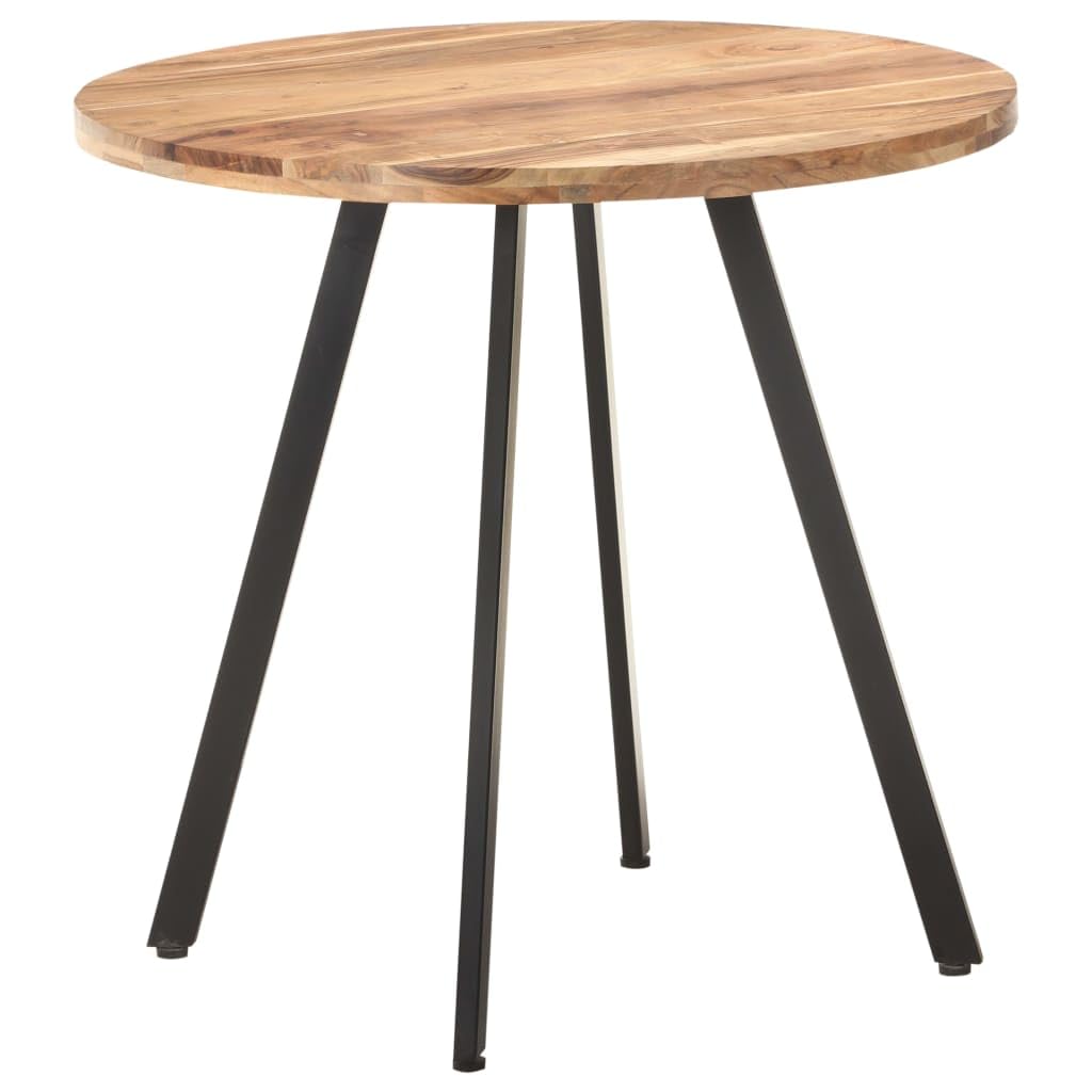 vidaXL Round Dining Table, Solid Acacia Wood Construction, Black Powder-Coated Iron Legs, Industrial Style, Handmade Design, 31.5&quot; Diameter