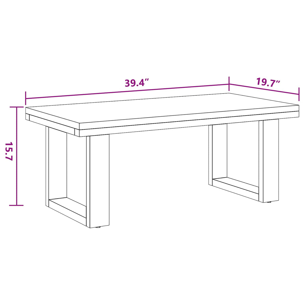 vidaXL Multicolour Solid Teak Resin Coffee Table | Handcrafted 100x50 cm | Rectangular Shape | Unique Living Room Furniture