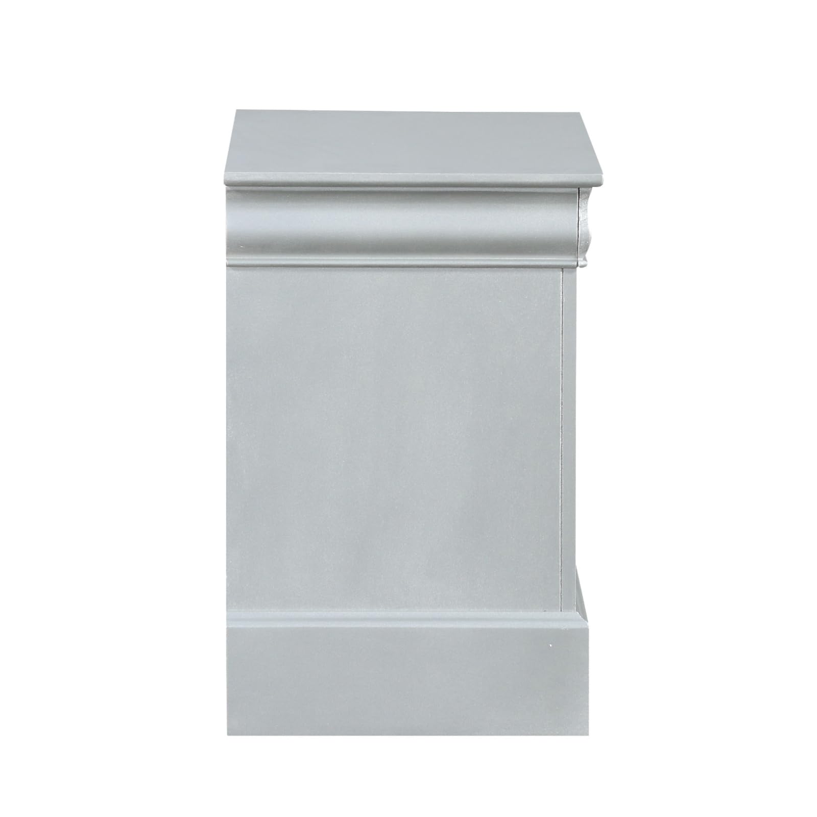 Acme Louis Philippe III Wood Nightstand in Platinum White
