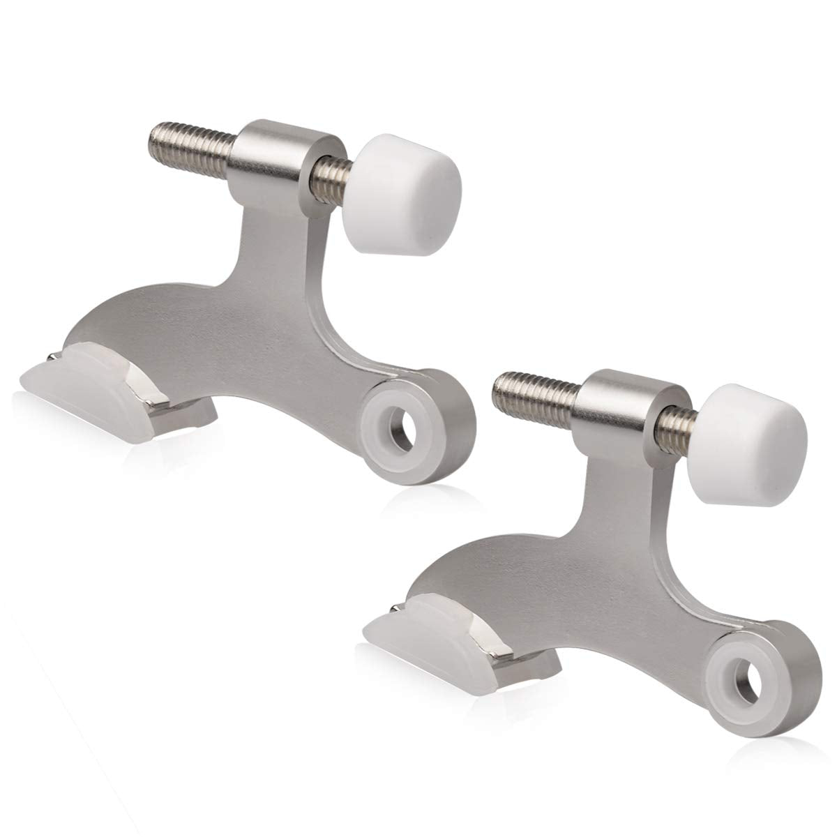Kovosch 2 Pack Hinge Pin Door Stopper Brushed Satin Nickel - Adjustable Heavy Duty Hinge Pin Door Stop With White Rubber Bumper