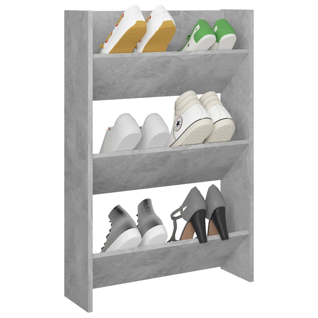 vidaXL Wall Shoe Cabinet Concrete Gray 23.6&quot;x7.1&quot;x35.4&quot; Engineered Wood