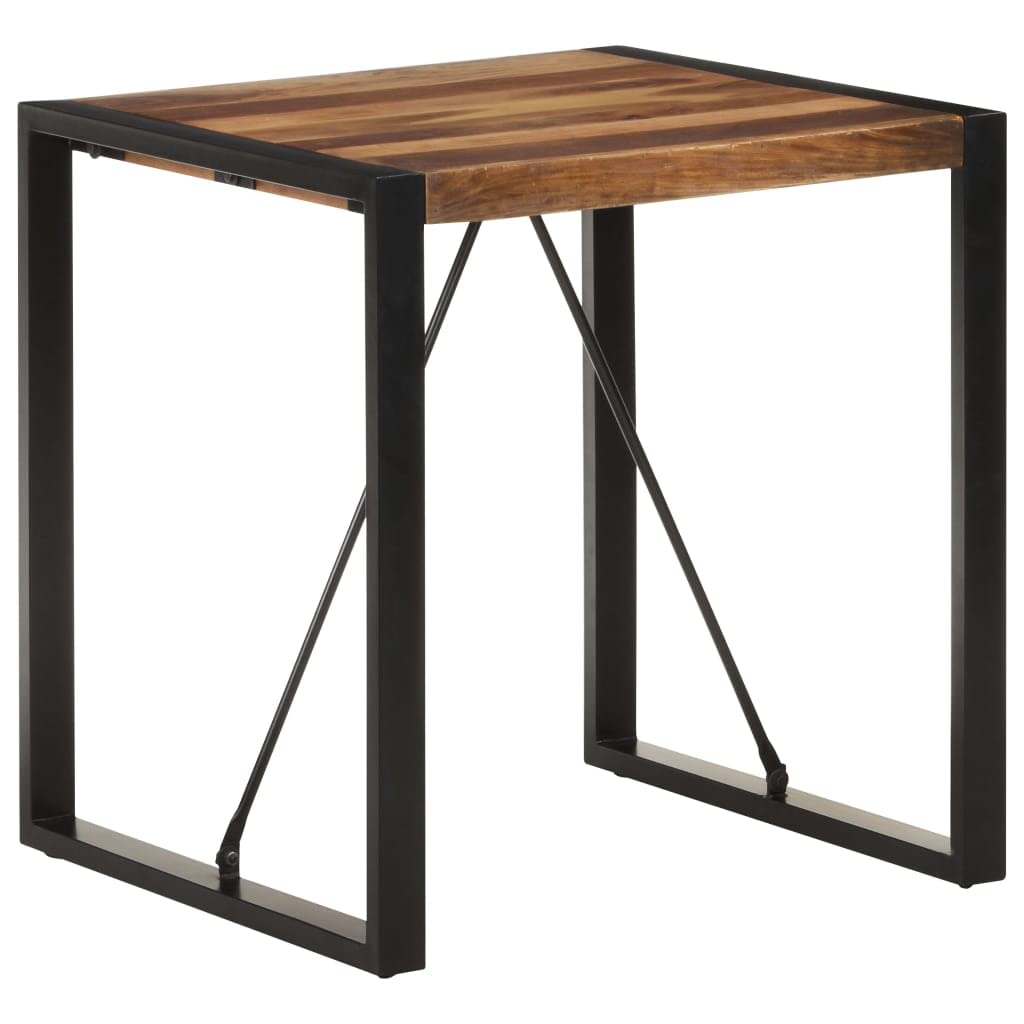 vidaXL Solid Acacia Wood Dining/Bistro Table with Industrial Sheesham Finish – 27.6&quot;x27.6&quot;x29.5&quot; – Home Décor Furniture