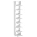 VASAGLE 9-Tier Vertical Shoe Rack, Narrow Shoe Storage Organizer with Hooks, Slim Corner Tower Shelf, Space-Saving for Entryway 