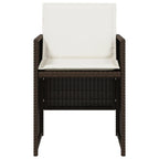vidaXL Patio Chairs Outdoor Furniture Set 4 Pcs - Brown PE Rattan Chairs with Cushions - Compact Folding Garden Seating