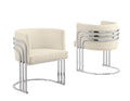 Best Quality Furniture Teddy Fabric, 19" Barrel Chair, Cream/Silver