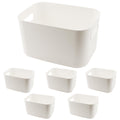 MAHIONG 6 Pack White Storage Bin with Handles, 10 x 7 x 6.3 Inch Plastic Bathroom Kitchen Organizer Bins for Hand Soap, Shampoos