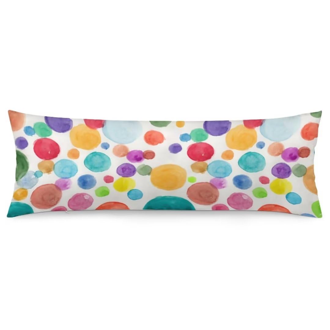 Rainbow Color Body Pillow Cover Watercolor Polka Dot Circles Colorful Rainbow Long Pillow Case With Zipper Pillowcases Bedding P