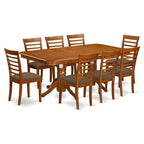 East West Furniture NAML9-SBR-C 9 Piece Dining Room Furniture Set Includes a Rectangle Kitchen Table with Butterfly Leaf and 8 Linen Fabric Upholstered Chairs, 40x78 Inch, Saddle Brown