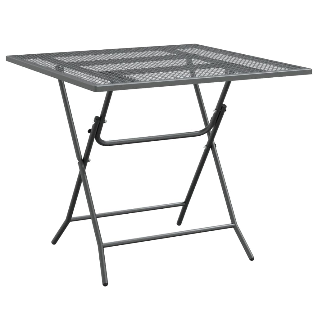 vidaXL Anthracite Square Patio Table  31.5x31.5x28.3  Durable Expanded Metal Mesh Build  Modern Design for Outdoor Dining