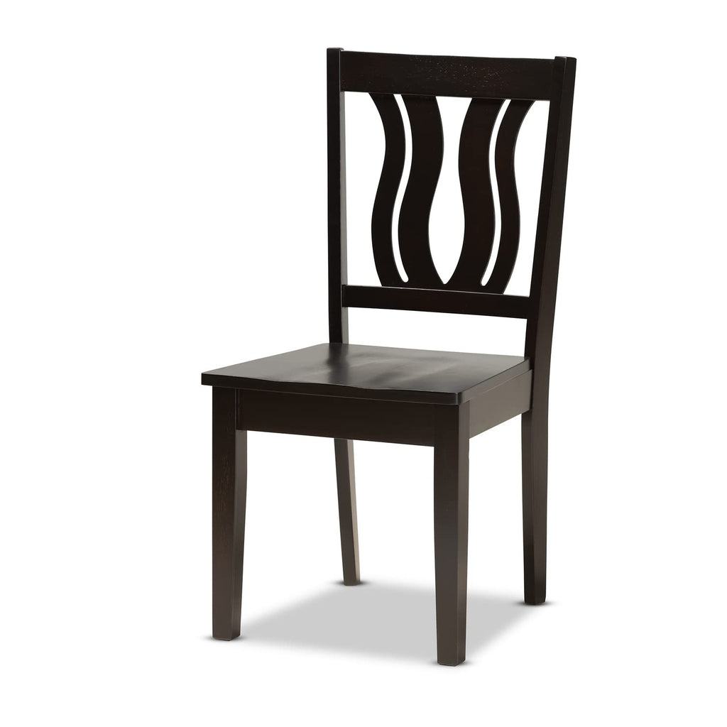 Baxton Studio Mare Dark Brown Wood 5-Piece Dining Table and Chair Set