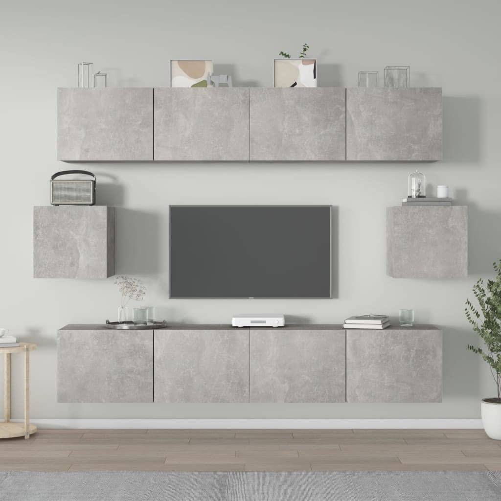 vidaXL 6 Piece TV Cabinet Set Concrete Gray Engineered Wood