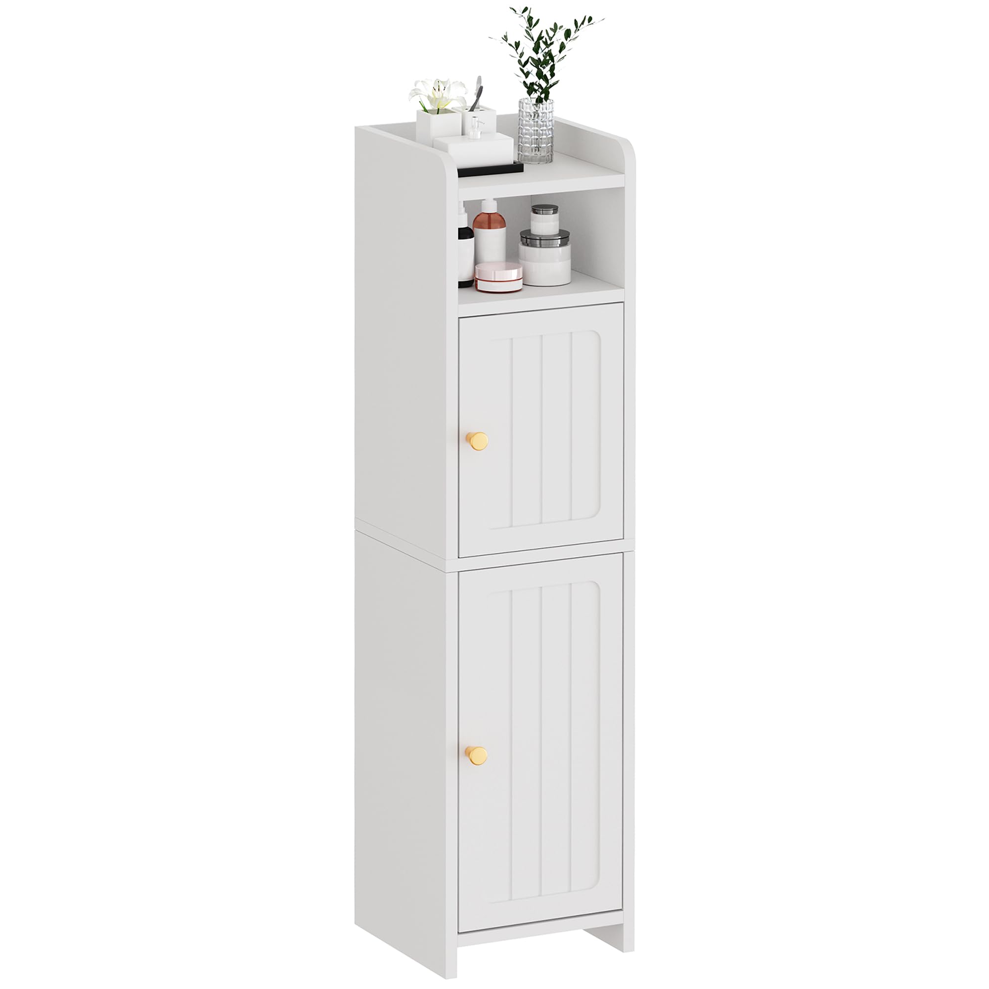 BEWISHOME Small Bathroom Cabinet, Bathroom Storage Cabinet with Adjustable Shelves & 2 Doors, Narrow Toilet Paper Cabinets, 7.9 