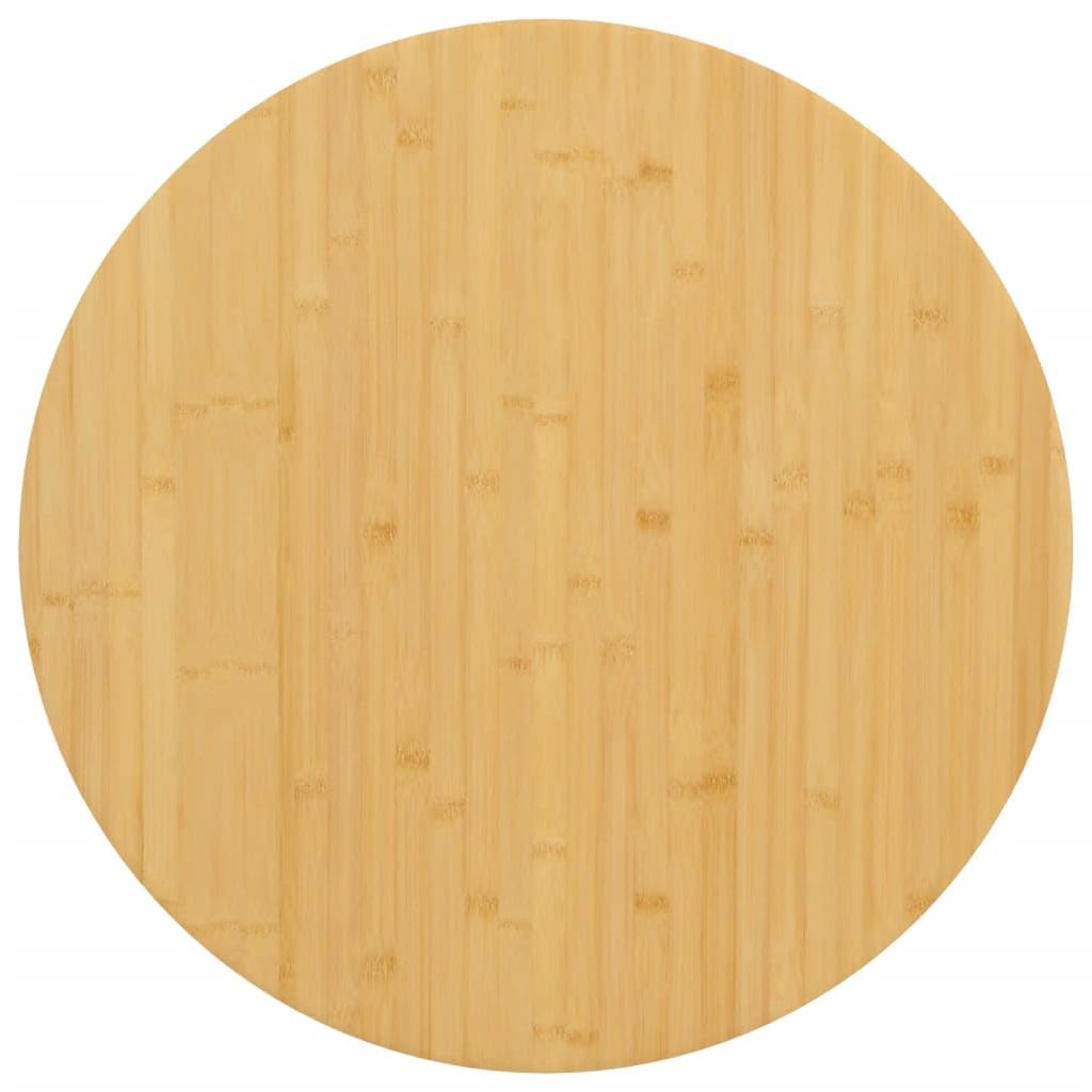 vidaXL Natural Bamboo Table Top - Round, Brown, 23.6 Diameter Coffee/Side/Bar Table Top Replacement, Indoor Outdoor Use, Easy-Cl