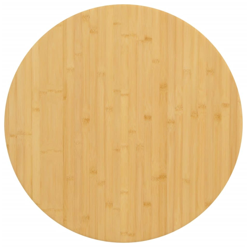 vidaXL Premium Round Bamboo Table Top - Easy-to-Clean, Varnished Finish, 23.6&quot; Diameter x1 Thickness, Versatile for Residential or Commercial Use, Brown