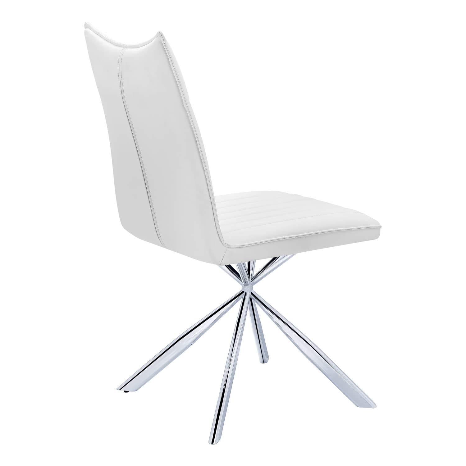 Monarch Specialties 1212, Set Of 2, Side, Upholstered, Kitchen, Room, Pu, Contemporary, Modern Dining Chair, 18.5&quot; L X 23.50&quot; W X 36.25&quot; H, White Leather-Look/Chrome Metal