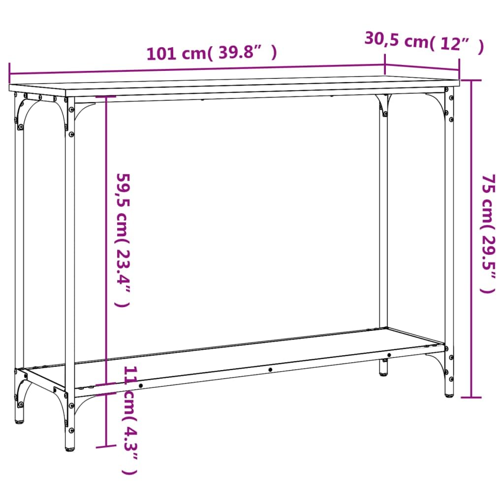 vidaXL Black Console Table with Durable Engineered Wood and Metal Frame, Stylish Furniture for Living Room, Hallway, Entryway