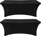 Eurmax Usa Rectangular Fitted Spandex Table Covers 6Ft Tablecloth Wedding Event Patio Table Decorations Stretch Table Cover For 6Ft Folding Table (Black,2 Pack)