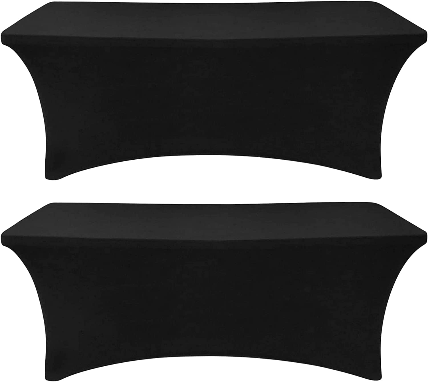 Eurmax Usa Rectangular Fitted Spandex Table Covers 6Ft Tablecloth Wedding Event Patio Table Decorations Stretch Table Cover For 6Ft Folding Table (Black,2 Pack)