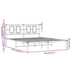 vidaXL Elegant White Steel Double Bed Frame - Powder-Coated Metal with Headboard, Metal Slats & Under-Bed Storage Space - Bedroom Furniture (59.1x78.7)