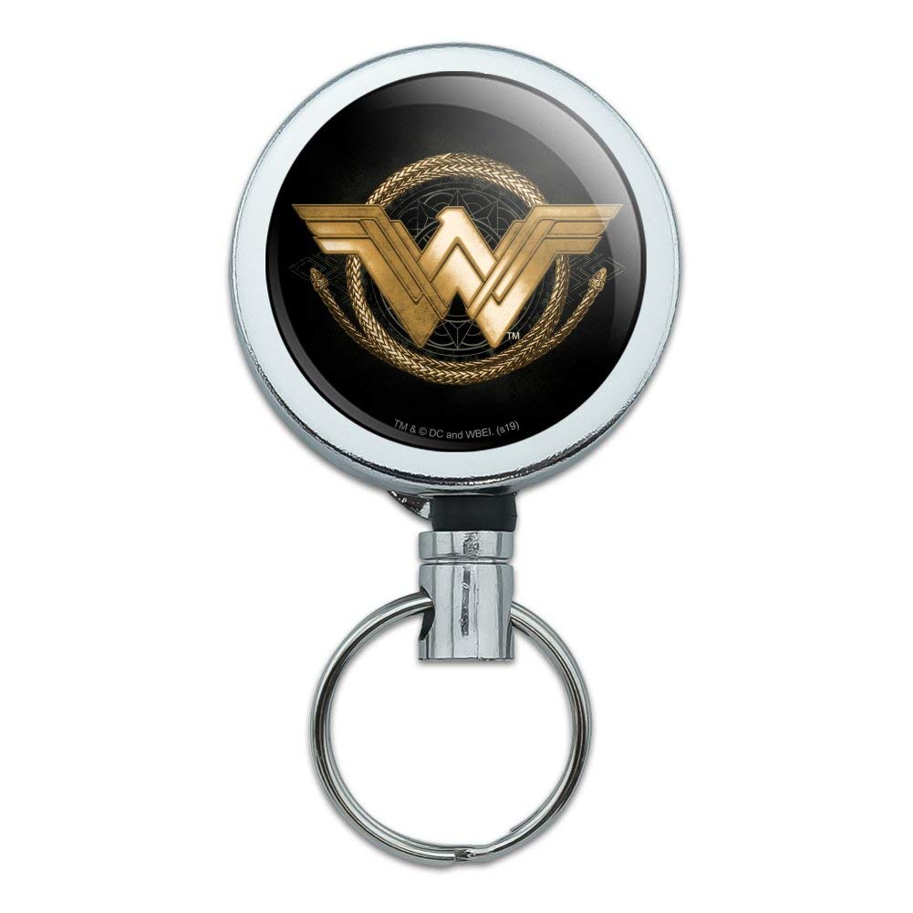 Wonder Woman Movie Golden Lasso Logo Heavy Duty Metal Retractable Reel Id Badge Key Card Tag Holder With Belt Clip