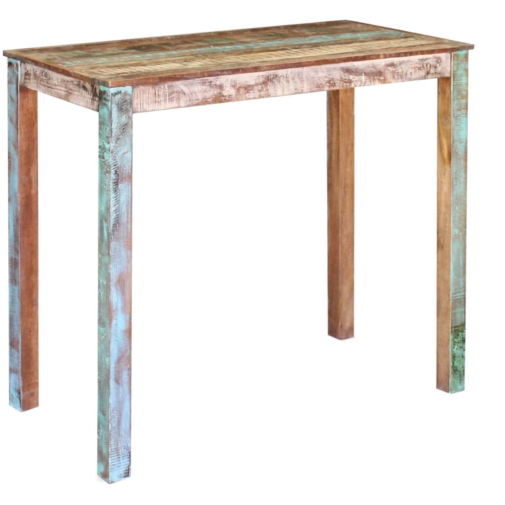 vidaXL Handcrafted Bar Table - Vintage Dining Table & Breakfast Bar - Made of Solid Reclaimed Wood - Polished, Partly Painted, and Waxed - Multicolor - 45.3&quot;x23.6&quot;x42&quot;