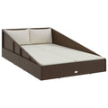 vidaXL Poly Rattan Garden Bed - Brown Outdoor Daybed with Cream White Seat Cushions and Pillows, Weather Resistant Material, Suitable for Patio or Poolside