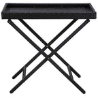 vidaXL Foldable Table - Black Poly Rattan and Metal Console Table - Indoor/Outdoor Table with Easy Clean Design - 31.5"x17.7"x29.5"
