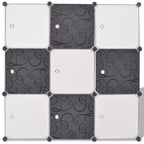 vidaXL Stylish Multifunctional Storage Cube Organizer - 9 Compartments - PP Film and Chrome-Plated Steel Wire - Easy-to-Assemble - Black and White