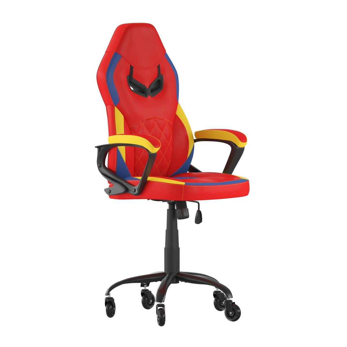 Flash Furniture Stone Ergonomic Office Computer Chair - Adjustable Red & Yellow Designer Gaming Chair - 360° Swivel - Transparent Roller Wheels