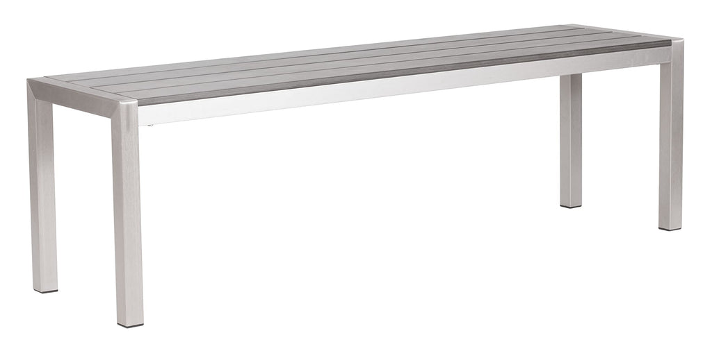 Zuo Outdoor Metropolitan Bench Chair, Brushed Aluminum
