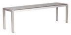 Zuo Outdoor Metropolitan Bench Chair, Brushed Aluminum