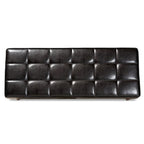 Baxton Studio Sanford Mid-Century Modern Dark Brown Faux Leather Upholstered and Walnut Brown Finished Wood Dining Bench